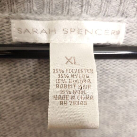 Sarah Spencer Sweater Womens Size XL Soft Polo Collar Split V Neck Light Gray - Picture 6 of 9
